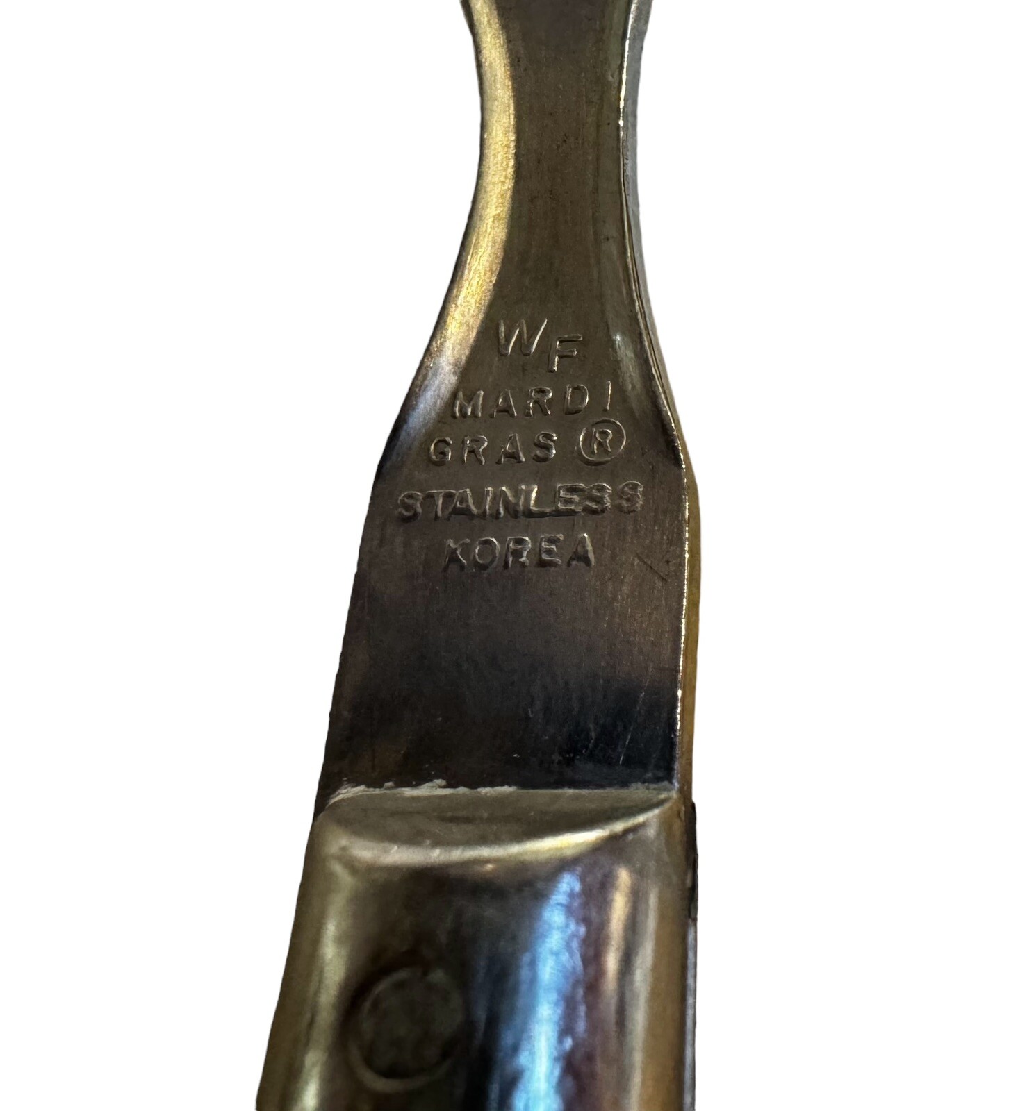 Vintage WF Washington Forge MARDI GRAS White Handle Stainless Flatware 28 Pieces