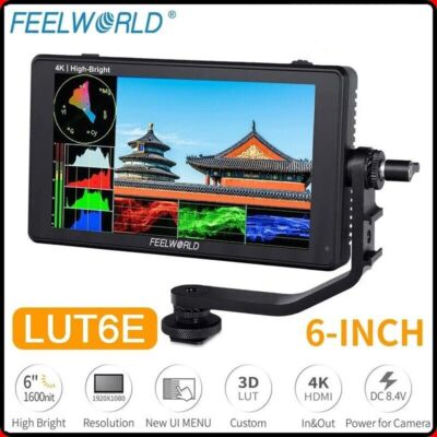 Feelworld LUT6E 6 inch Touch-Screen 4K HDMI HD Camera Field Monitor IPS 3D LUT