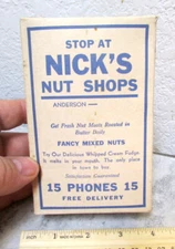 Vintage Nicks Nut shops empty Crispy Popcorn box, phones 15, nice decor item