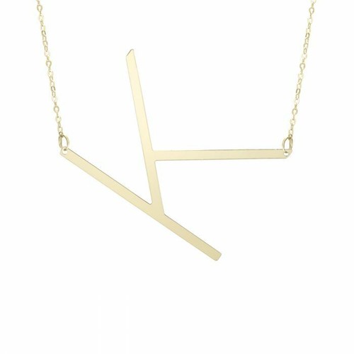 14K Gold Large Initial K Necklace | eBay