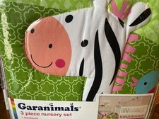 Garanimal Girl Pink 3 Piece Nursery Set Sunny Safari Comforter Sheet Ruffle