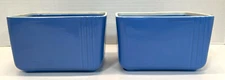Vintage HALL Westinghouse China Blue Refrigerator Dish Art Deco set of 2