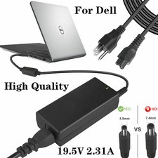 Laptop AC Adapter Charger for Dell 45W 19.5V 2.31A Connector Size 4.5mm 3.0mm