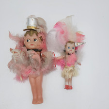 Vintage Antique Strung Arms Celluloid Feathers Doll Flapper Occupied Japan Toy