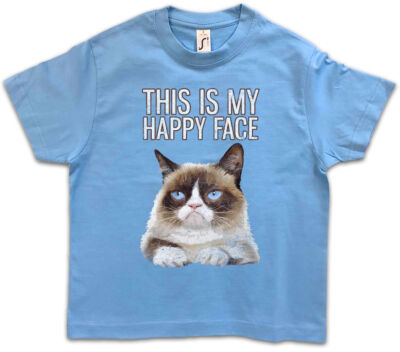 THIS IS MY HAPPY FACE Kinder Jungen T-Shirt Grumpy Cat Smile Fun Cute Rockabella
