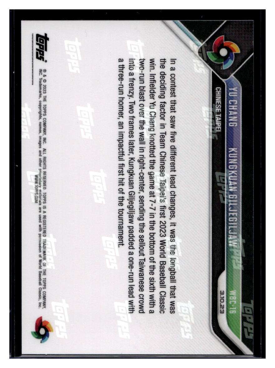 2023 Topps Now #WBC-16 Yu Chang/Kungkuan Giljegiljaw WBC Base Card 