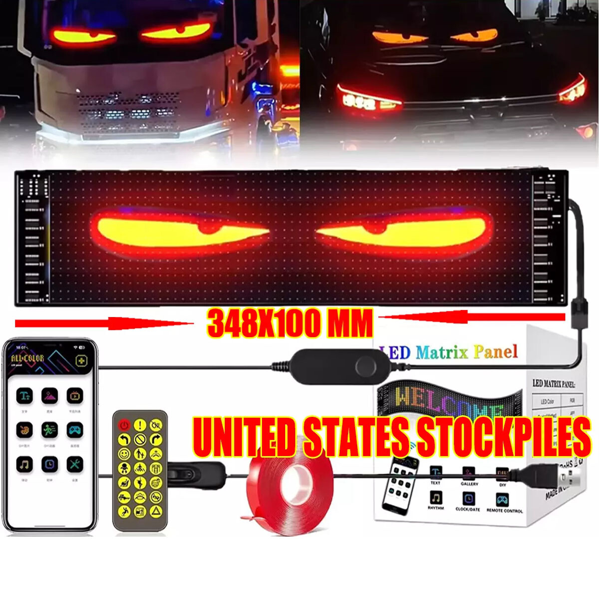 Devil's Eye LED Screen Dynamic Light for Trucks - New Truck-Specific LED Car Eye Light
