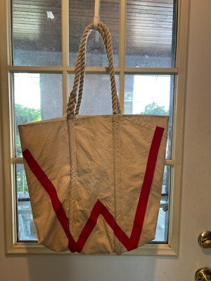 Antique from old Ice Boat Cotton sail - Sea Bags Maine Medium approx. 14hx13wx6 