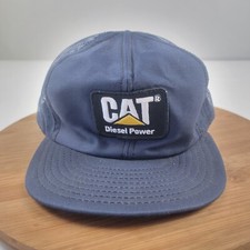 Vintage CAT Diesel Power Mesh Trucker Cap USA Adjustable Blue Caterpillar Inc