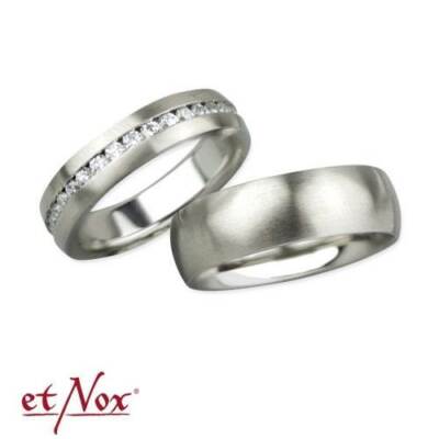 2 Partnerringe Ringe ''Love has no end'' Edelstahl Zirkonia Größe 56 u. 62 mit Box