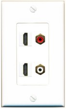 2 Port HD 1 Port RCA Red - White Audio Video Wall Plate