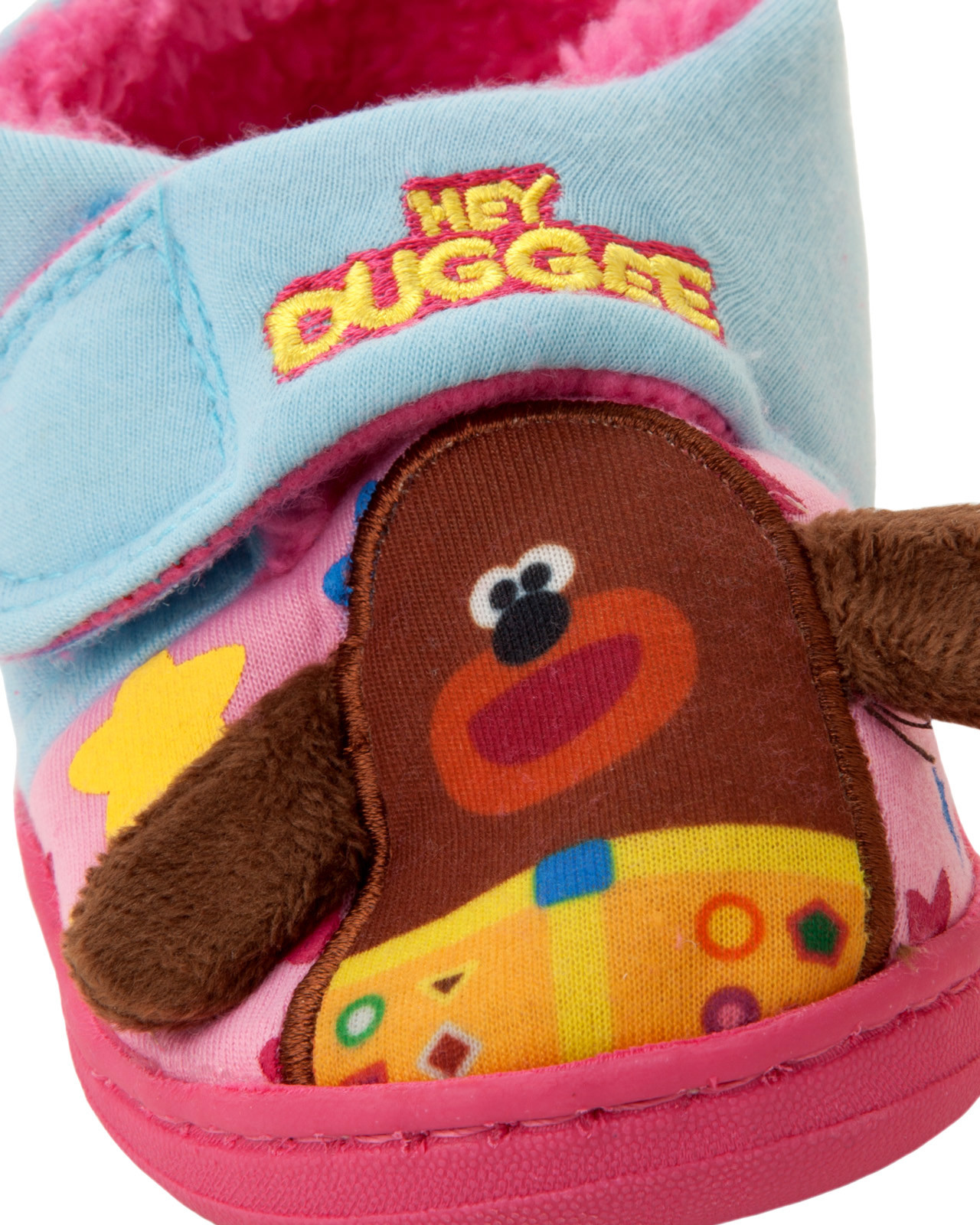 GIRLS OFFICIAL HEY DUGGEE 3D CHARACTER PINK TOUCH FASTEN SLIPPERS UK
