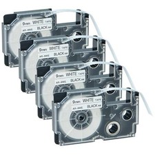 4-Pk/Pack Casio XR-9WE Black on White Label Tape for EZ Printer KL-100 120 750