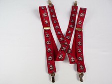 Vintage Christmas Suspenders Santa Elastic Stretch Metal Clips Adjust Buckles
