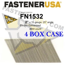 FN1532 15 gauge Angled Finish Nails 2" (FN1500 series) 25 degrees 3655ct (4/cs)