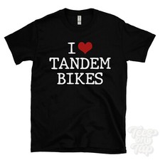 I LOVE TANDEM BIKES T-SHIRT heart cyclist team rider two-seater synchronized