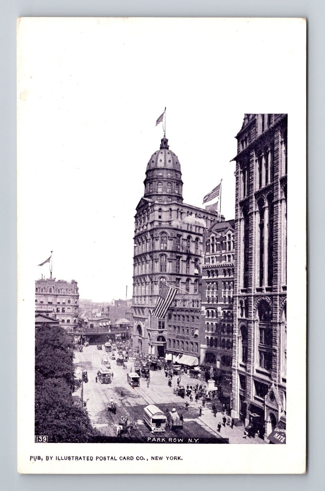 New York City NY, Scenic View Of Park Row, Souvenir Vintage Postcard
