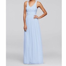 David's Bridal Size 6 Ice Blue Long Bridesmaid Dress Style W10974