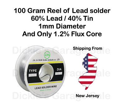100 GRAM REEL OF 1.0mm LEAD SOLDER 60PB/40SN 1.2% FLUX CORE 60% LEAD / 40% TIN