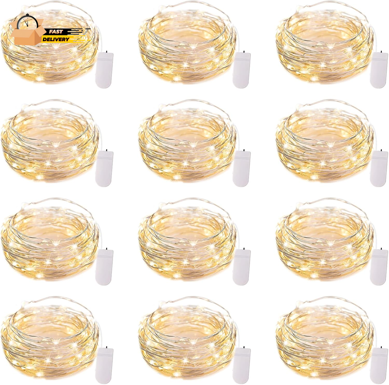 12 Pack LED Fairy Lights Battery Operated String Lights - 7Ft 20LED Waterproof S