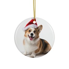 Hanging Ceramic Christmas Tree Ornament - Pembroke Welsh Corgi Design