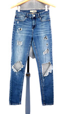 Topshop Skinny Jeans Ripped Extreme Slim Fit Blue Cotton Denim Size W28 L32