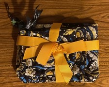 Vera Bradley Floral Quilted Cosmetic Trip Bag Set Ellie Blue Elephant