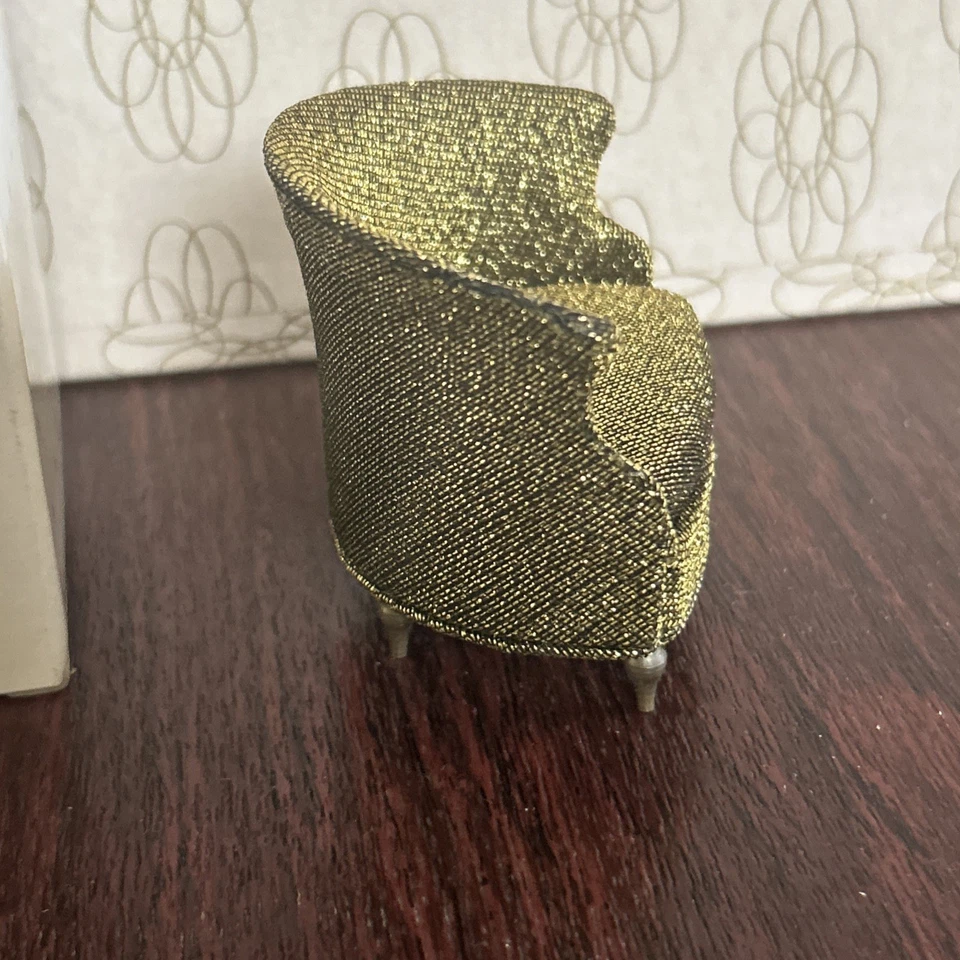 VTG IDEAL Petite Princess  BronzeGold Salon Drum Dollhouse Chair - Image 3 of 4