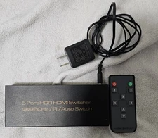 5 Port 4K HDMI Switch 4K@60Hz 5 in 1 Out HDMI Switcher Selector with Remote