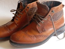 ACW85 Matalan Men Chukka Ankle Boots UK Size 8 EU 42 Brown Leather Lace Up Shoes