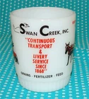 Vtg Fire King Milk Glass Coffee Mug Cup Swan Creek Inc Roseville IL Advertising