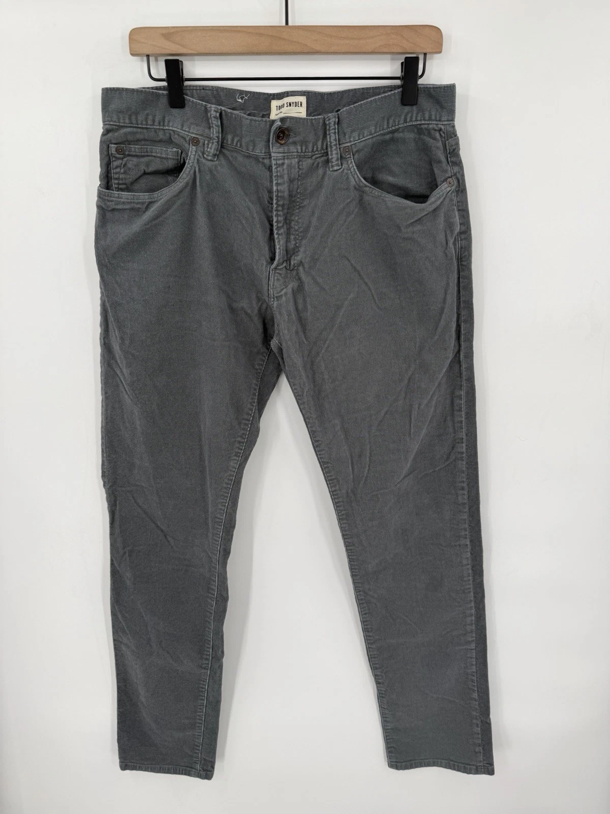 Todd Snyder Corduroy Pants Mens 32x30 Gray Slim Fit Comfort Stretch 5-Pocket