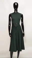 Women's Maje Green Sleeveless Belted Knee Length Heavy Dress Size 2