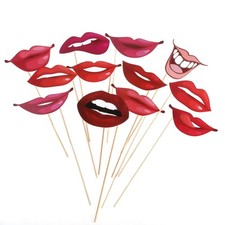 12 Pcs Lip Photo Booth Props Paper Photo Accessory for Wedding Party Events