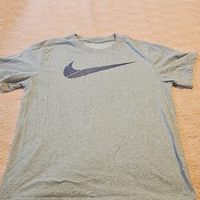 Nike The Nike Tee Dri-FIT Men's Gray Logo Crew Neck Short Sleeve T-Shirt L