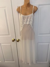 Bali Studio Collection Womens Sheer White Long Nightgown Lingerie Honeymoon M