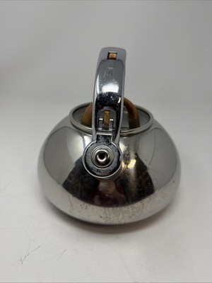Vintage BRANDANI Italy Whistling Induction TEA POT Stainless Faux