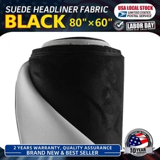 Black Suede Headliner wrap Interior Material for Car/Truck Roof Replace 80"×60"