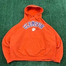 Vintage J. America Clemson Tigers Hoodie Mens Large Orange Spellout Boxy Y2K