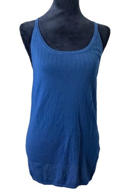 VTG 90s Thalia Sodi Y2K Knit Camisole Sweater XL Ribbed Long Tank Top Blue Boho