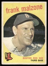 1959 Topps Frank Malzone : White/lighter back #220 Boston Red Sox