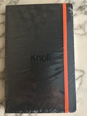 Rare KNOLL Black Notebook with Orange Elastic Closure - New
