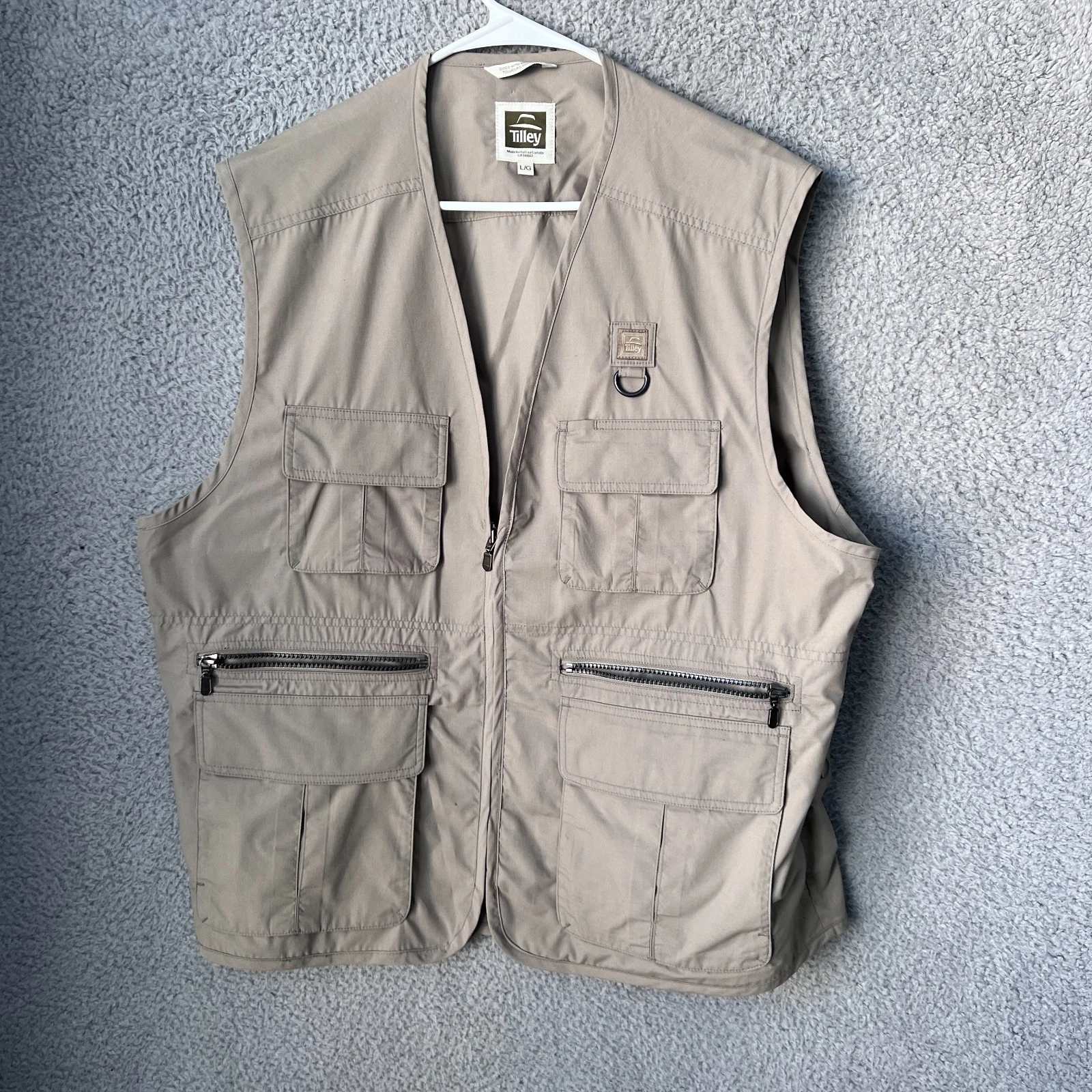 Tilley Vest Mens Large Beige Endurables Different Drummer Travel Safari Utility