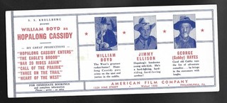 1930's American Film Co. "Hopalong Cassidy" Movies Advertising Blotter