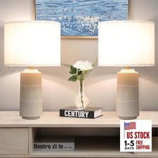 23" Modern Ceramic Table Lamps with White Fabric Shade 12.5"D x 12.5"W x 23.3"H