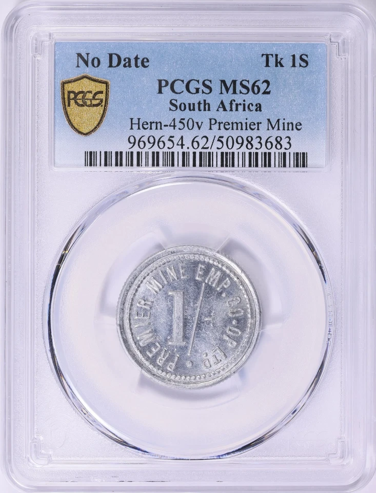 South Africa ND Shilling Token Premier Mine Emp. Co. PCGS MS-62 - TOP POP of 1! - Image 2 of 3