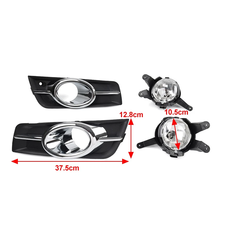 Fog Lights Lamps & Covers Bezels Kit For Chevrolet Cruze 2009-2014 - Image 2 of 4