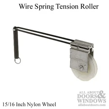 Wire Spring Tension Roller Assembly with 15/16 Inch Nylon Wheel for Sliding Scr