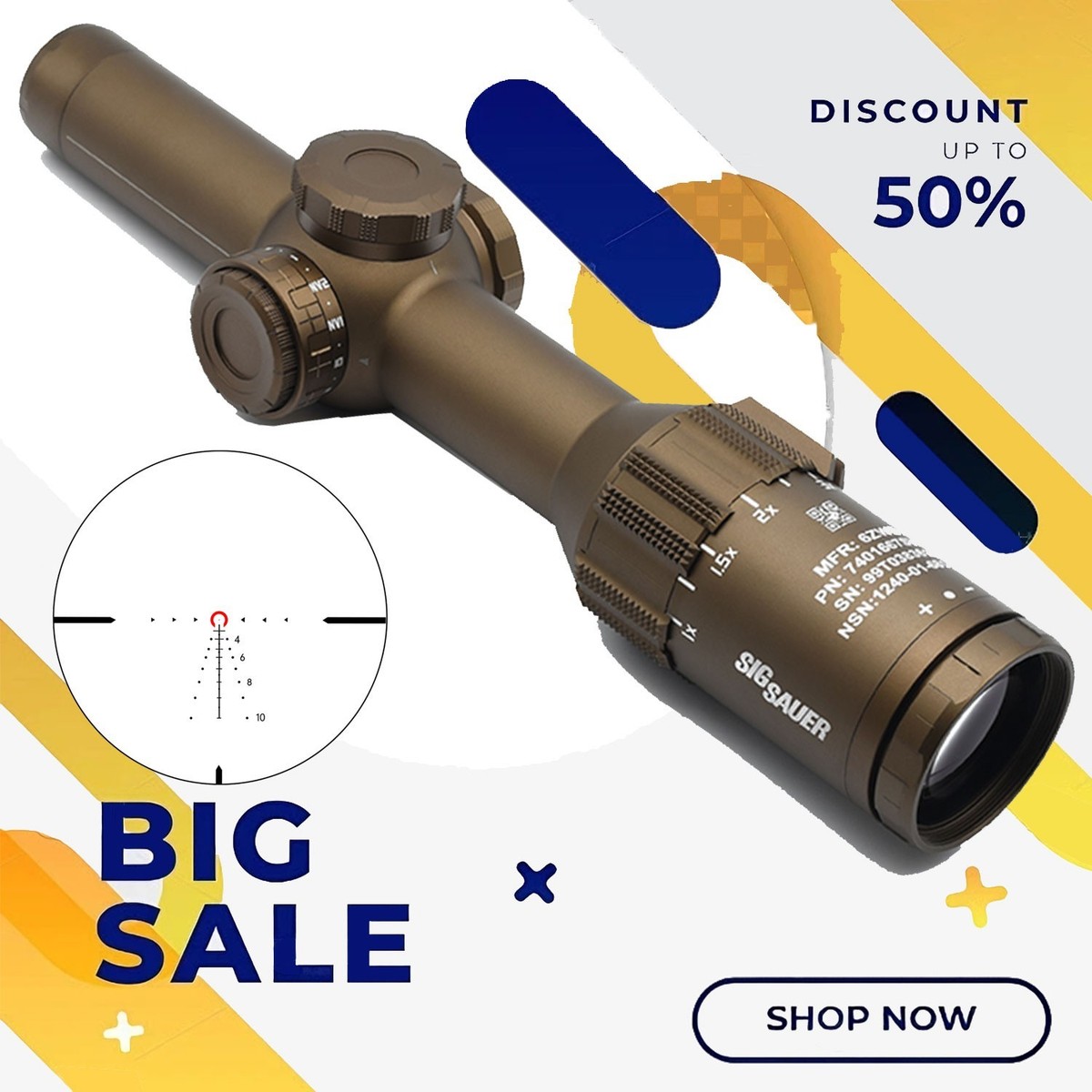 EvolutionGear Maded: TANGO6T 1-6X24 Scope FFP DWLR-55 Illuminated