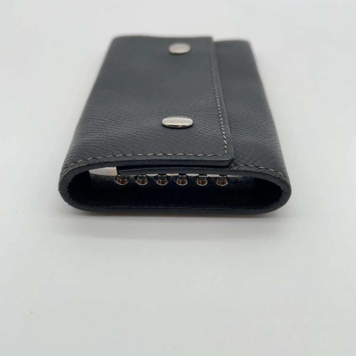 Auth HERMÈS Black Sellier Eticle 6 Veau Epsom SV 6-Key Case /Holder Wbox i080612